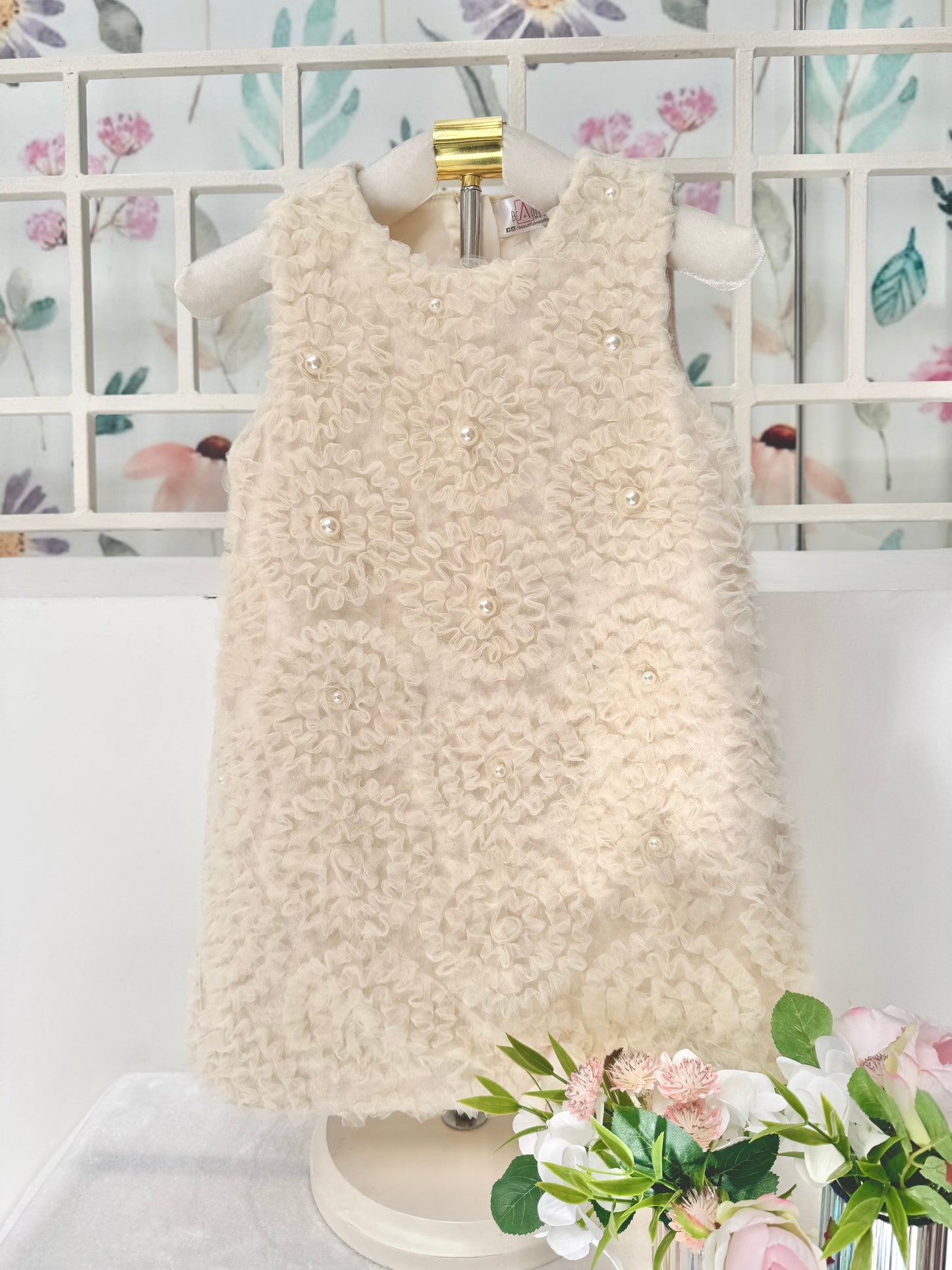 
                  
                    Cream Net Woollen Dress
                  
                