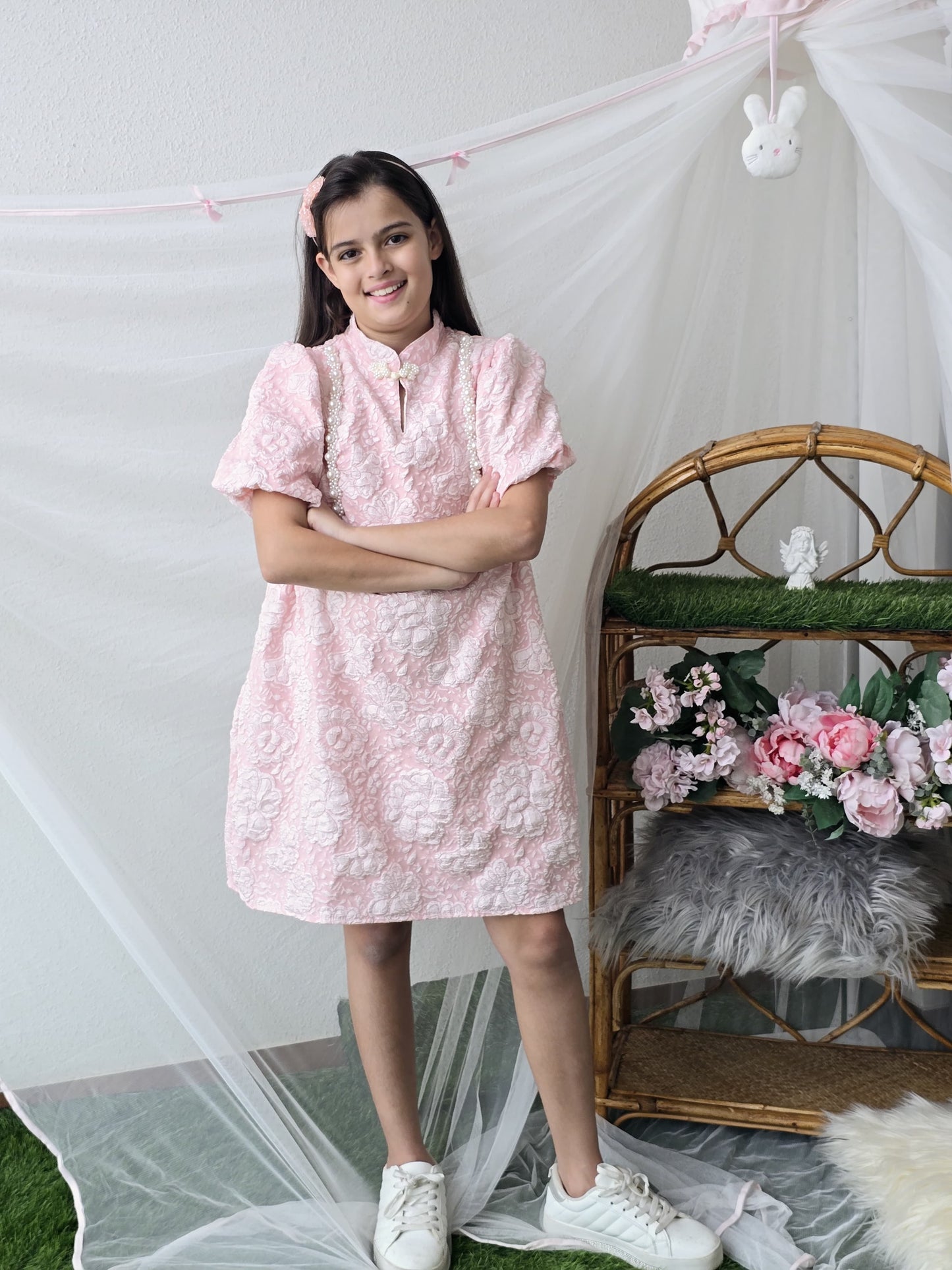 
                  
                    Embossed Pink Dress
                  
                