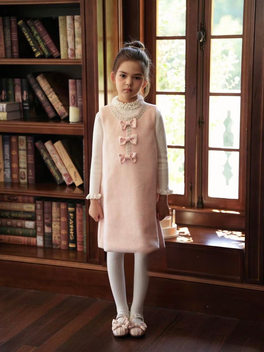 Pink Woollen Bows Dress