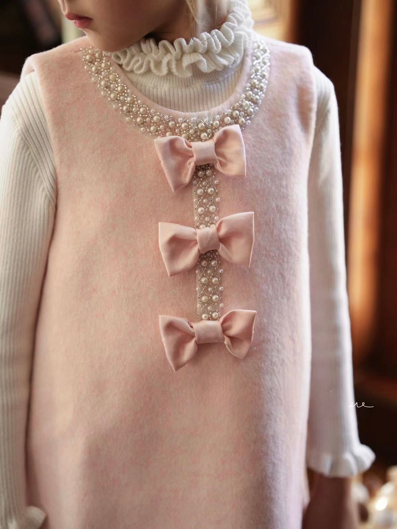 
                  
                    Pink Woollen Bows Dress
                  
                