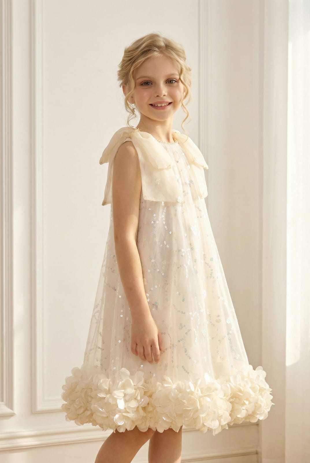 IVORY SEQ HEM FROCK