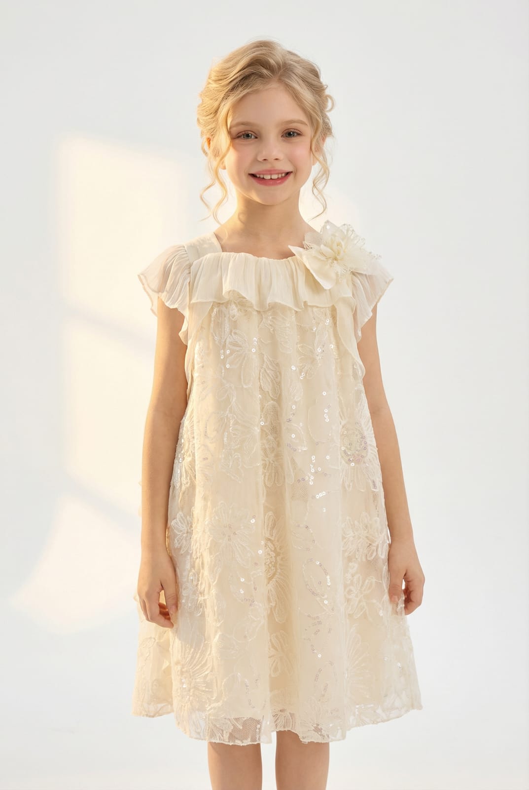 CREAM SLEEVELESS FROCK