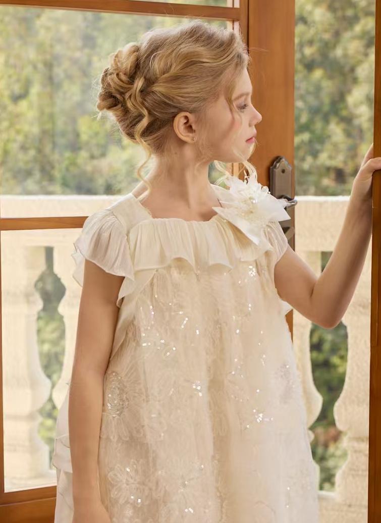 CREAM SLEEVELESS FROCK
