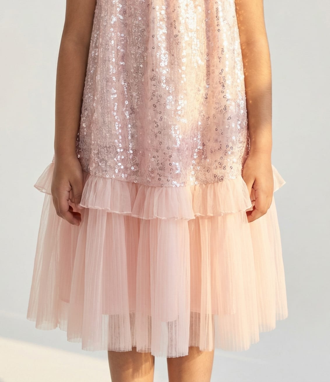 PINK SPARKLE NET FROCK