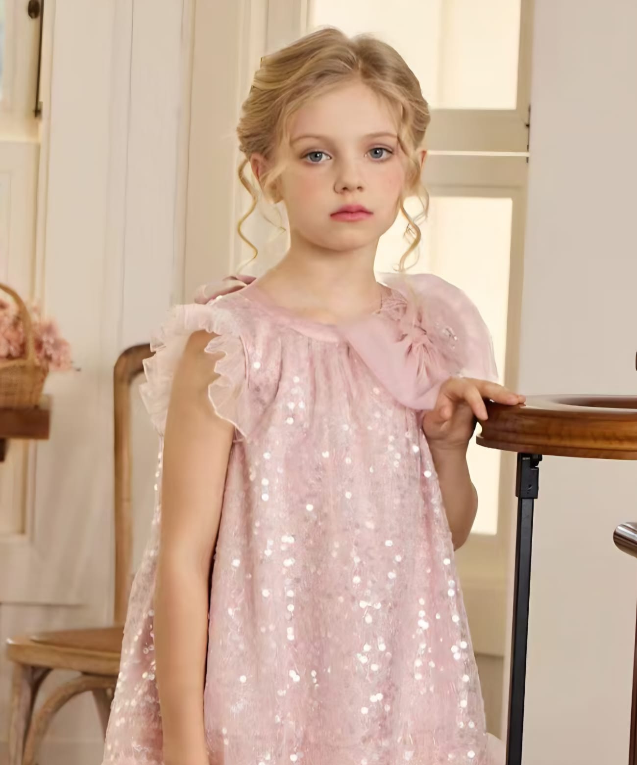 PINK SPARKLE NET FROCK